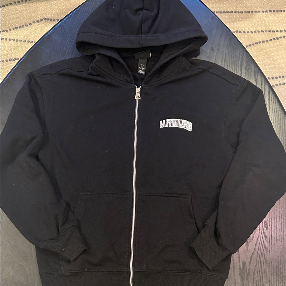 Black Graphic Zip-Up Hoodie